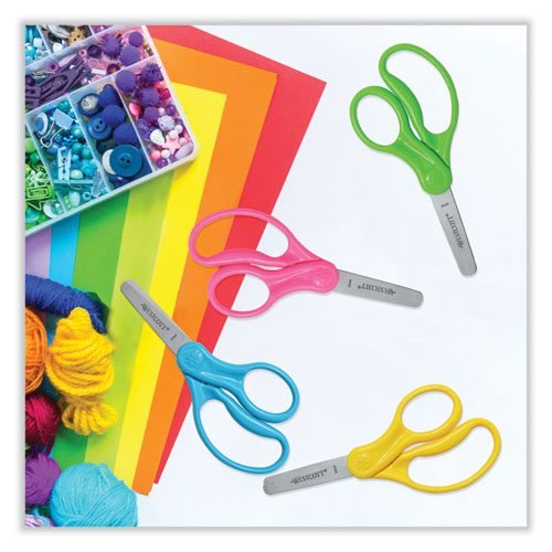 For Kids Scissors, Blunt Tip, 5" Long, 1.75" Cut Length, Assorted Straight Handles, 12/Pack - Image 4