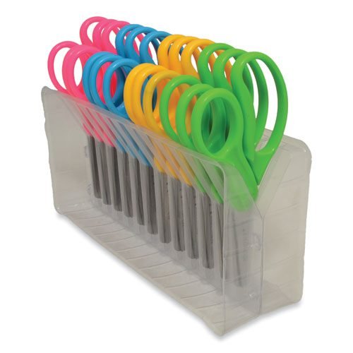 For Kids Scissors, Blunt Tip, 5" Long, 1.75" Cut Length, Assorted Straight Handles, 12/Pack - Image 3