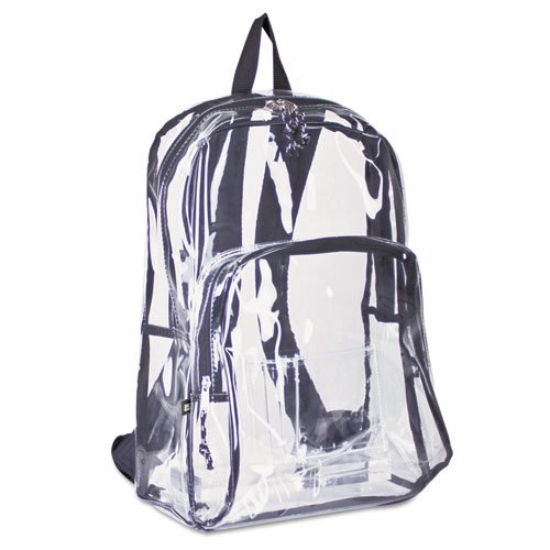 Backpack, PVC, 12.5 x 5.5 x 17.5, Clear/Black
