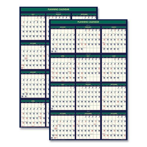 Four Season Erasable Business/Academic Recycled Wall Calendar, 24 x 37, 12-Month(July-June):2023-2024, 12-Month(Jan-Dec):2024