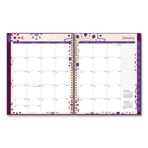 Gili Weekly/Monthly Planner, Gili Jewel Tone Artwork, 11 x 8.5, Plum Cover, 12-Month (Jan to Dec): 2024 - Image 3