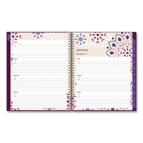 Gili Weekly/Monthly Planner, Gili Jewel Tone Artwork, 11 x 8.5, Plum Cover, 12-Month (Jan to Dec): 2024 - Image 2