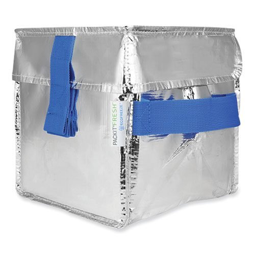 Fresh Eco Freeze Ice Cream Tote, 8.5 x 8 x 9, Silver/Blue, 6/Carton - Image 2