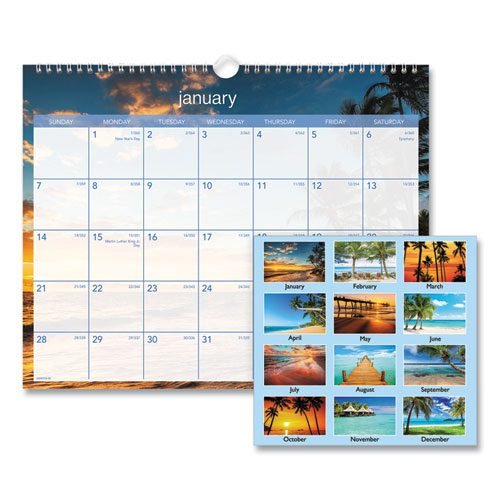 Tropical Escape Wall Calendar, Tropical Escape Photography, 15 x 12, Pale Blue/Multicolor Sheets, 12-Month (Jan to Dec): 2024