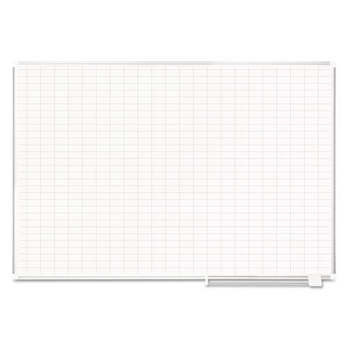 Gridded Magnetic Porcelain Dry Erase Planning Board, 1 x 2 Grid, 72 x 48, White Surface, Silver Aluminum Frame - Image 2