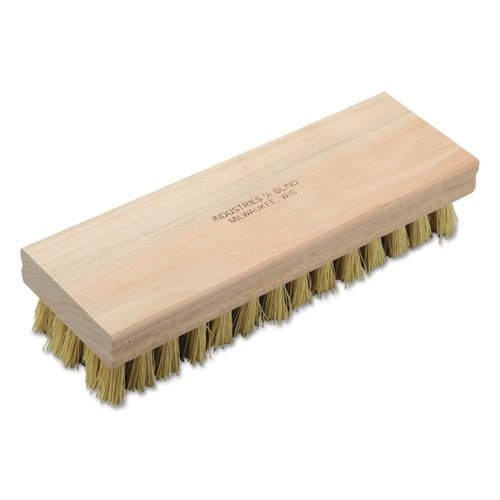 7920002407174, SKILCRAFT Hand Scrub Brush, White or Gold Polypropylene Bristles, 8" Brush, 8" Tan Hardwood Handle