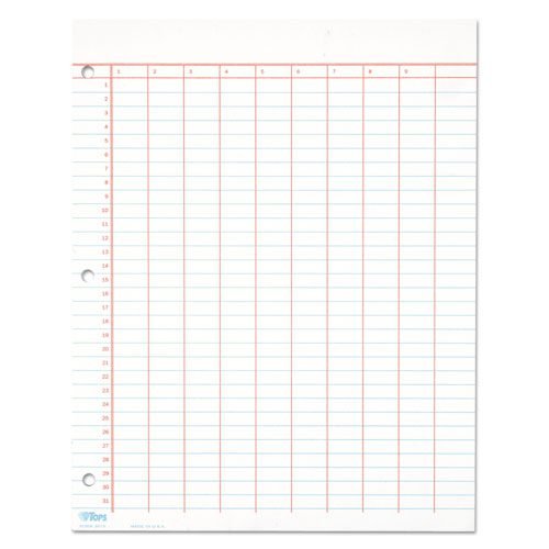 Data Pad with Numbered Column Headings, Data/Lab-Record Format, Wide/Legal Rule, 10 Columns, 8.5 x 11, White, 50 Sheets
