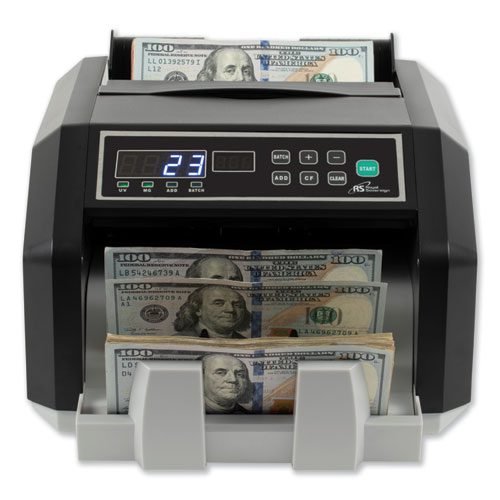 Back Load Bill Counter with Counterfeit Detection, 1,400 Bills/min, 12.24 x 10.16 x 7.01, Black/Silver