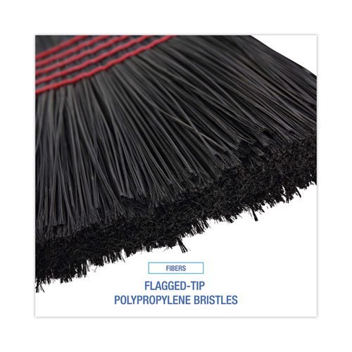 Flagged Tip Poly Bristle Janitor Brooms, 10 x 58.5, Wood Handle, Natural/Black, 12/Carton - Image 4