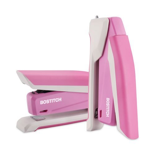 InCourage Spring-Powered Desktop Stapler with Antimicrobial Protection, 20-Sheet Capacity, Pink/Gray - Image 4