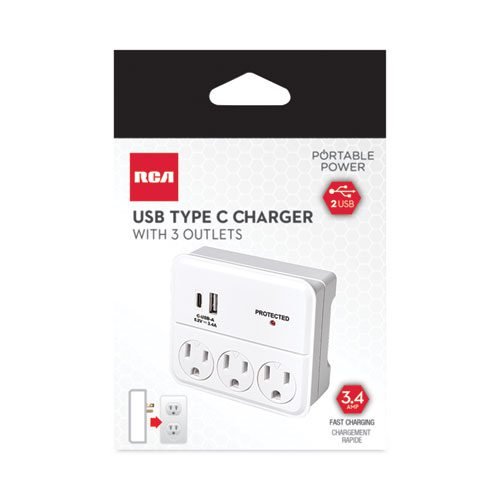 3-Outlet Wall Tap, White