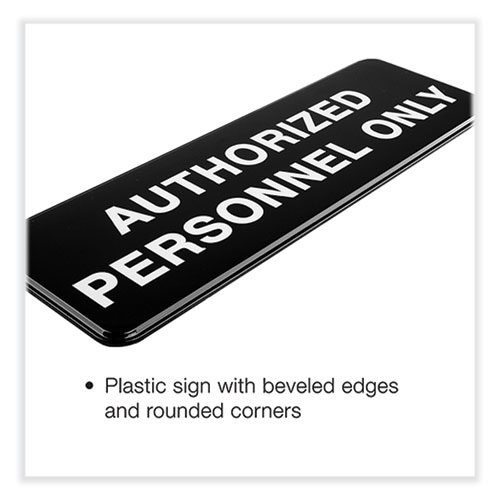 Authorized Personnel Only Indoor/Outdoor Wall Sign, 9" x 3", Black Face, White Graphics, 3/Pack - Image 3